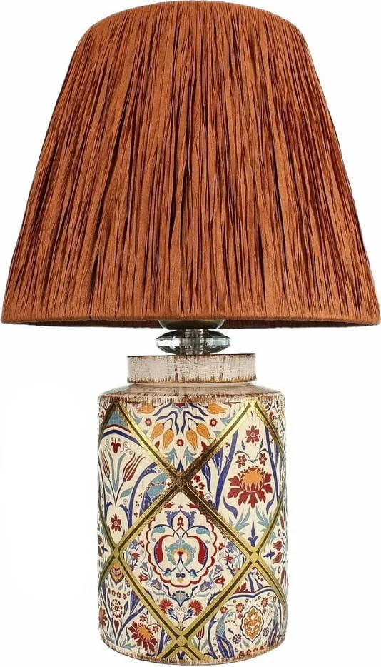Stolní lampa v terakotové barvě se stínidlem z papírového výpletu (výška 40 cm) Alev – Opviq lights
