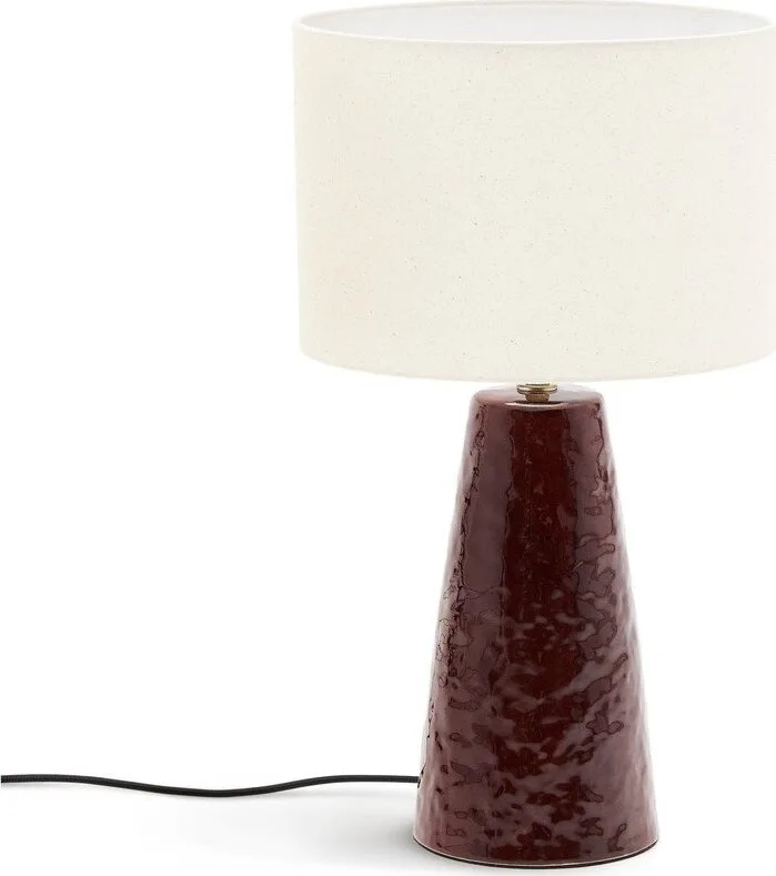 Červená/bílá stolní lampa s textilním stínidlem (výška 49 cm) Drava – Kave Home