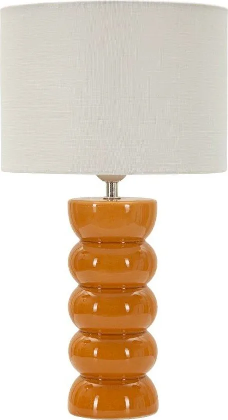 Keramická stolní lampa v hořčicové barvě/bílá s textilním stínidlem (výška 46 cm) Torr – Mauro Ferretti
